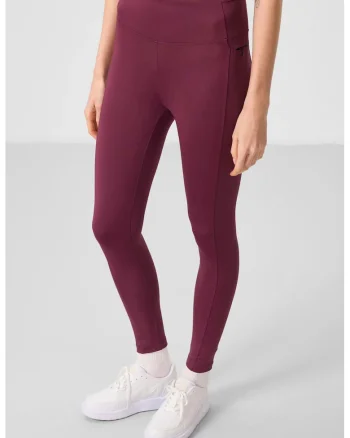 Colanti  skinny, cu talie inalta, buzunar, rosu burgundy, poliester/elastan