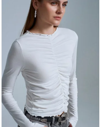 Bluza dama,  Bluza Slim Fit, casual, alb, jerseu