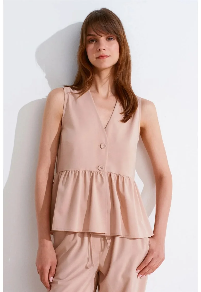 Bluza dama,  bluza fara maneci, roz pudrat, casual