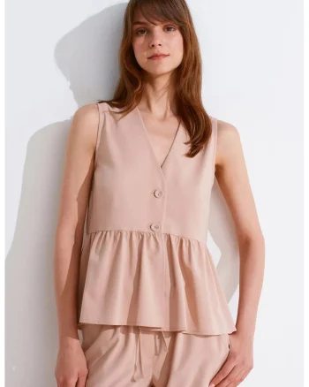 Bluza dama,  bluza fara maneci, roz pudrat, casual