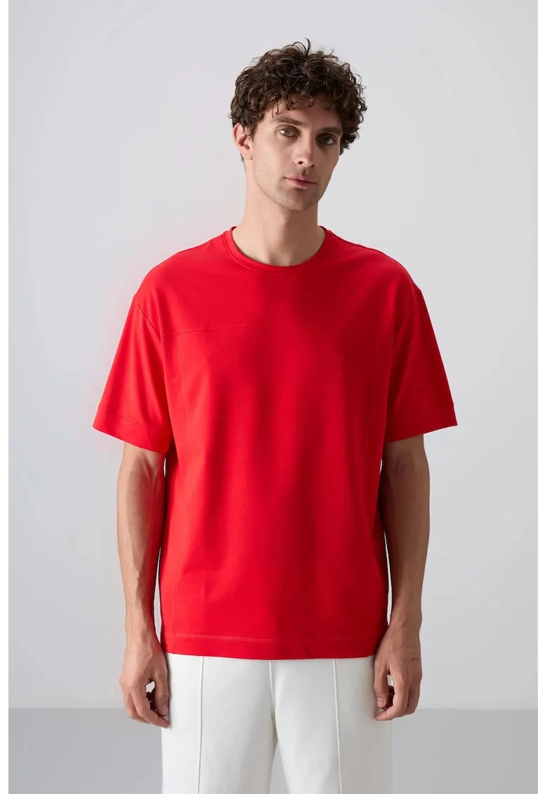 Tricou supradimensionat,  rosu, elastic, bumbac-poliester-lycra