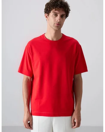 Tricou supradimensionat,  rosu, elastic, bumbac-poliester-lycra