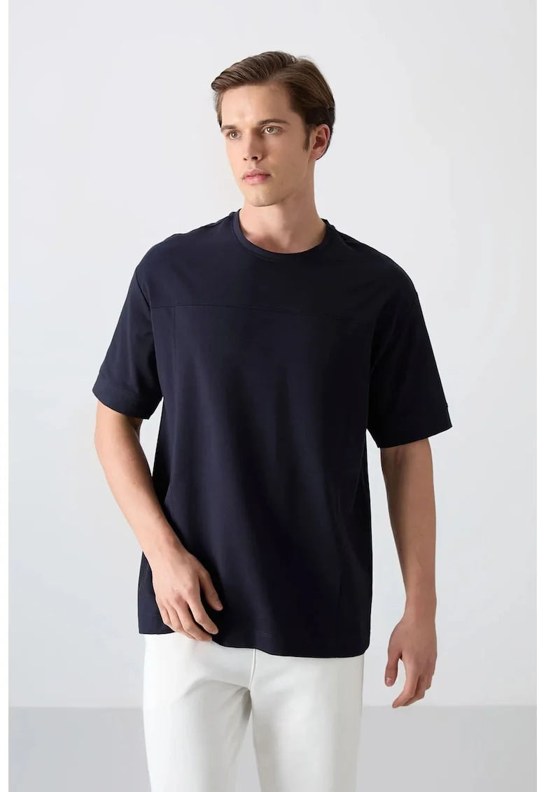 Tricou  supradimensionat, elastic, albastru marin pentru barbati