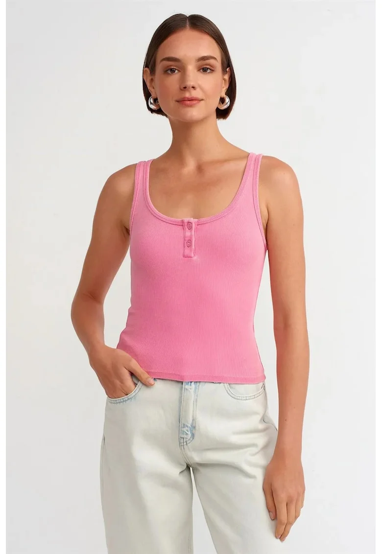 Bluza dama,  slim-fit, roz aprins, bumbac-elastan