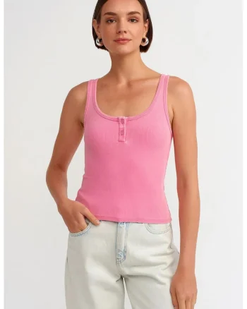 Bluza dama,  slim-fit, roz aprins, bumbac-elastan