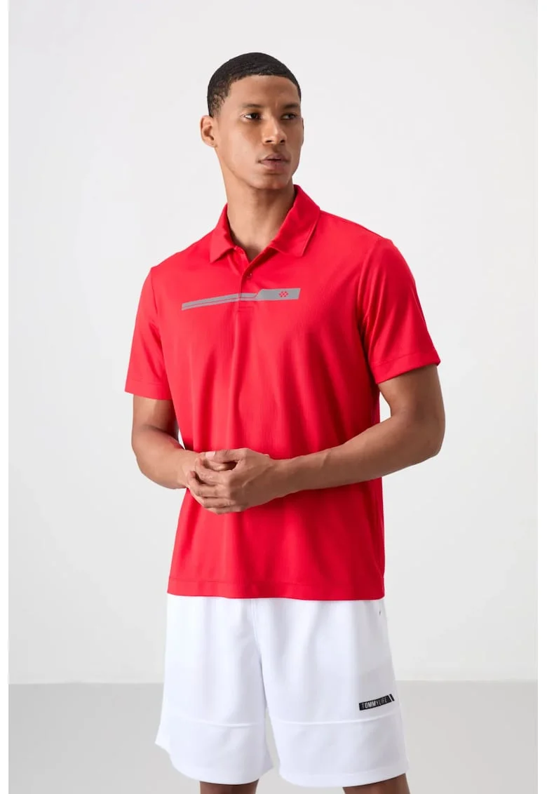 Tricou polo,  regular fit, rosu, poliester