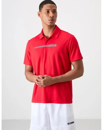 Tricou polo,  regular fit, rosu, poliester