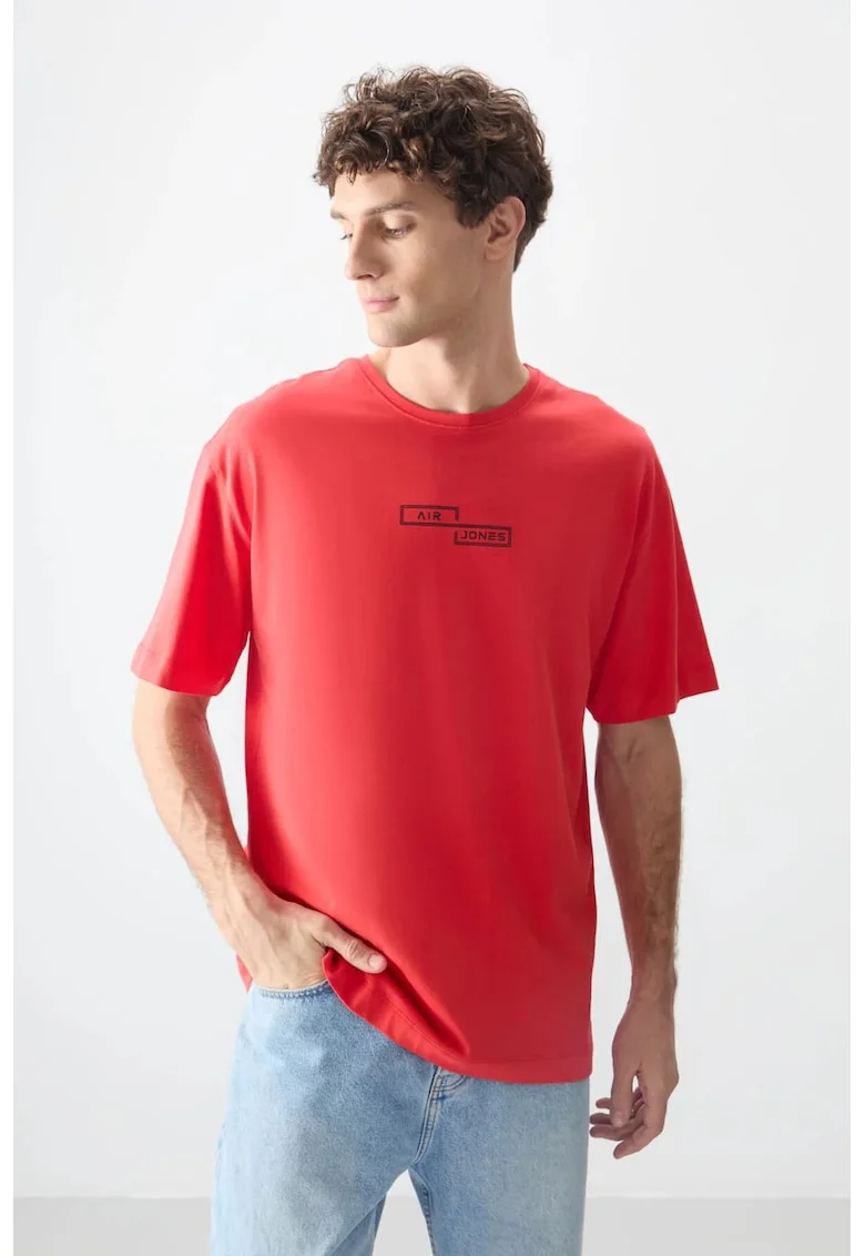 Tricou barbati,  supradimensionat, elastic, rosu, 100% bumbac