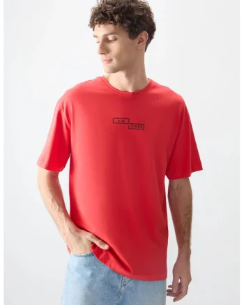 Tricou barbati,  supradimensionat, elastic, rosu, 100% bumbac