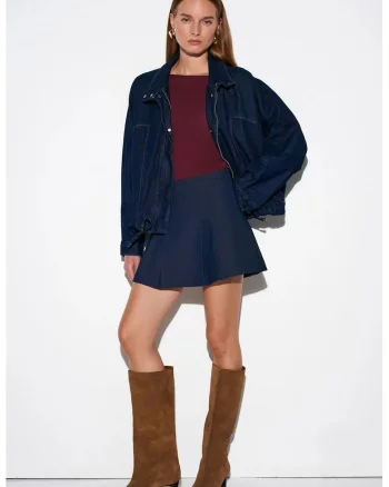 Fusta mini skater,  casual, evazata, albastru marin, poliester/viscoza/elastan