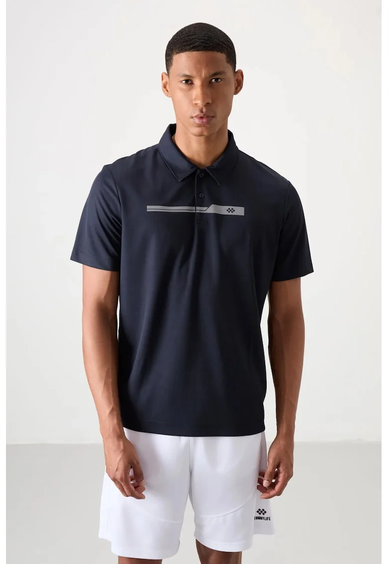 Tricou polo  barbati, bleumarin, 100% poliester, cu nasturi