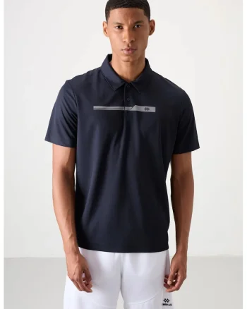 Tricou polo  barbati, bleumarin, 100% poliester, cu nasturi