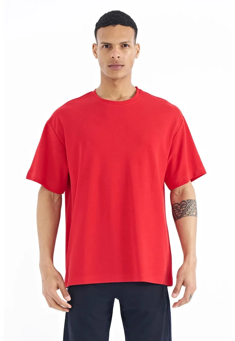 Tricou  supradimensionat, bumbac, rosu, pentru barbati