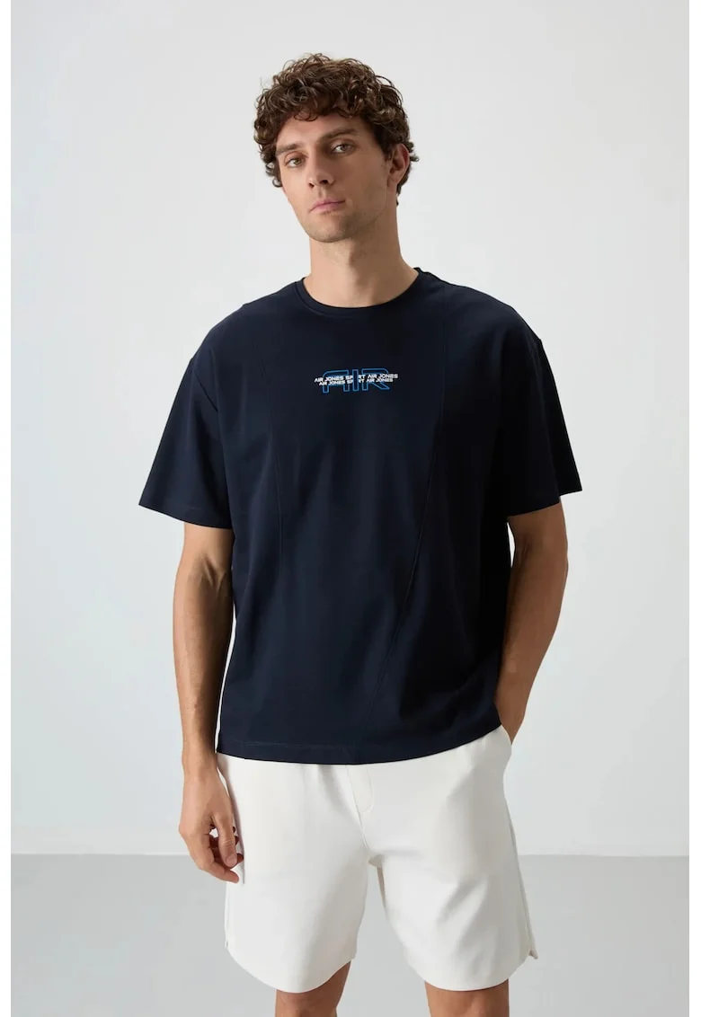 Tricou Barbati,  supradimensionat, elastic, bleumarin, amestec de bumbac