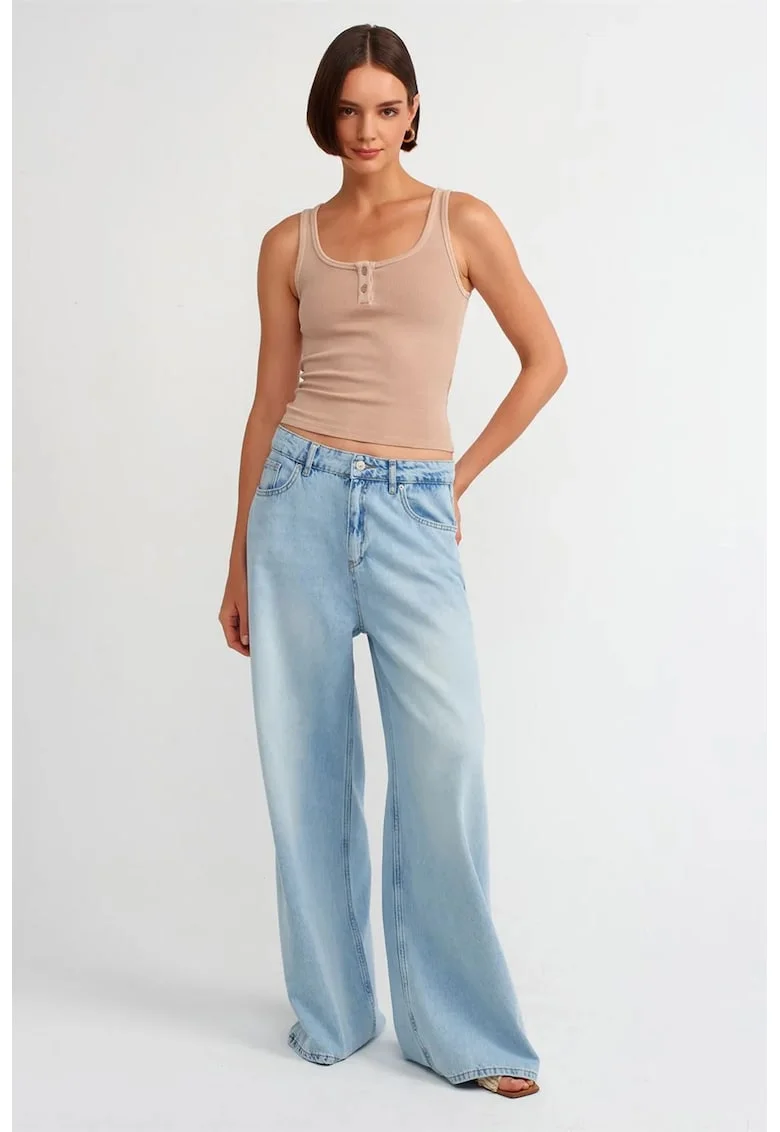 Bluza dama,  bluza fara maneci, casual, bej natural, bumbac-elastan
