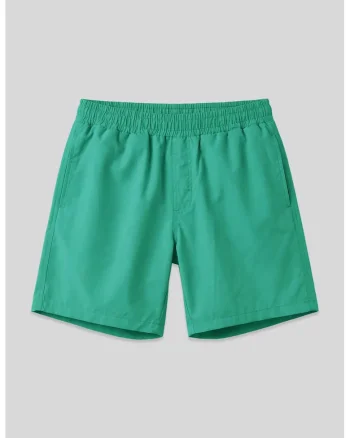 Costum de baie,  salopeta dintr-o singura piesa, pantaloni scurti, verde smarald, 100% poliester
