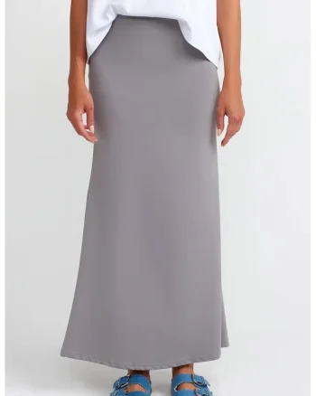 Fusta Maxi  Casual, Gri, 93% nylon/7% elastan