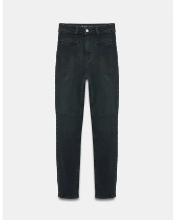 Blugi dama,  skinny, talie inalta, negru, denim