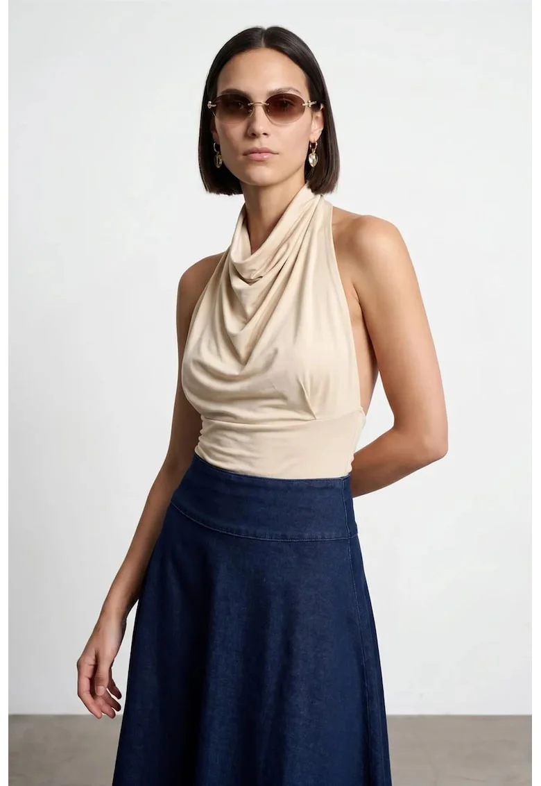 Bluza dama,  mulata fara maneci, elegant, piatra naturala, 95% tencel