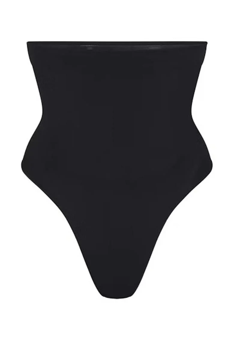 Lenjerie modelatoare,  chilot tanga cu talie inalta, negru