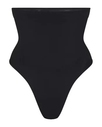 Lenjerie modelatoare,  chilot tanga cu talie inalta, negru