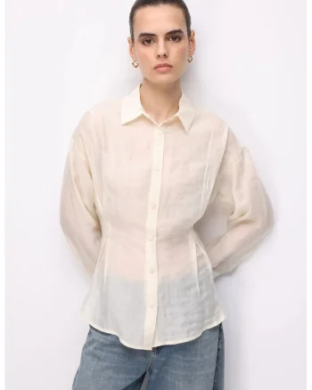 Camasa dama,  camasa texturata cu nasturi, casual, natural, maneca lunga