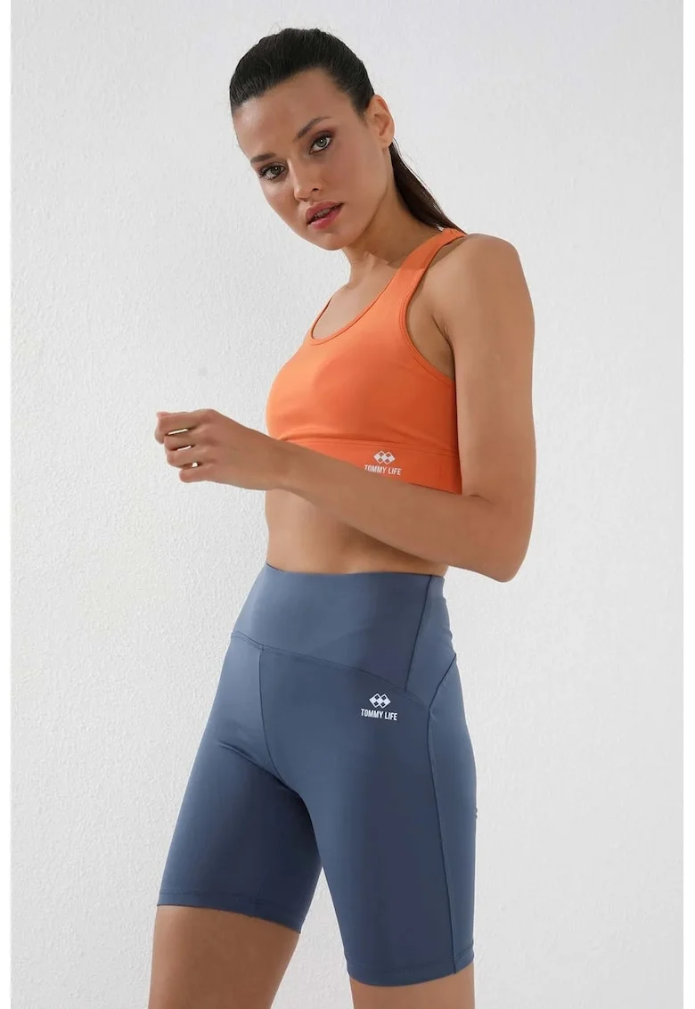 Colanti sport  scurti,talie inalta, elastic, poliester/elastan, Moroccan Blue