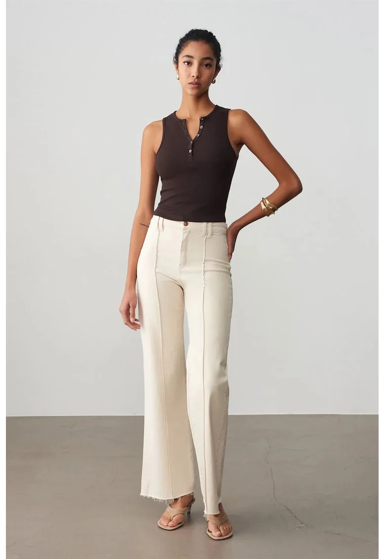 Bluze dama,  crop top reiat, casual, maro, bumbac-elastan