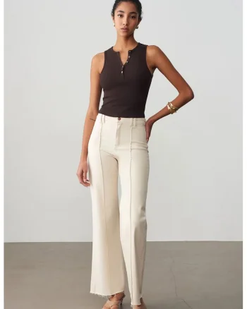 Bluze dama,  crop top reiat, casual, maro, bumbac-elastan