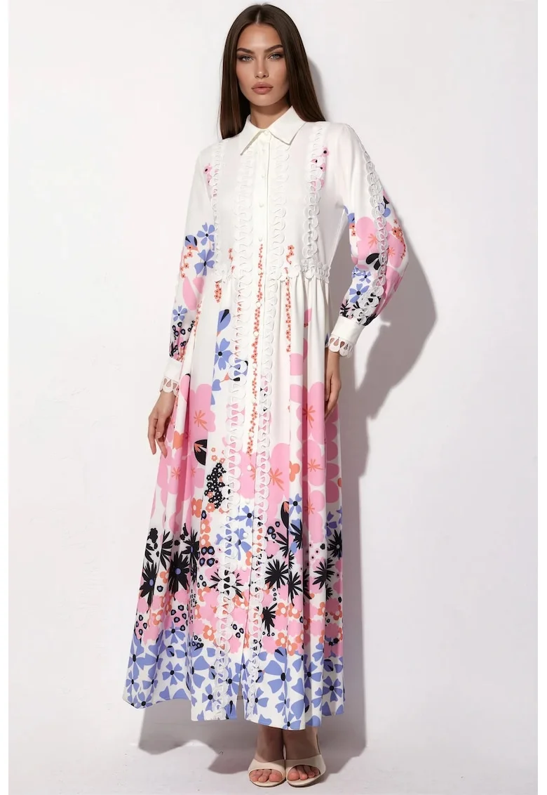 Rochie Maxi A-line Femei,  Floral, Multicolor, Poliester/Lycra