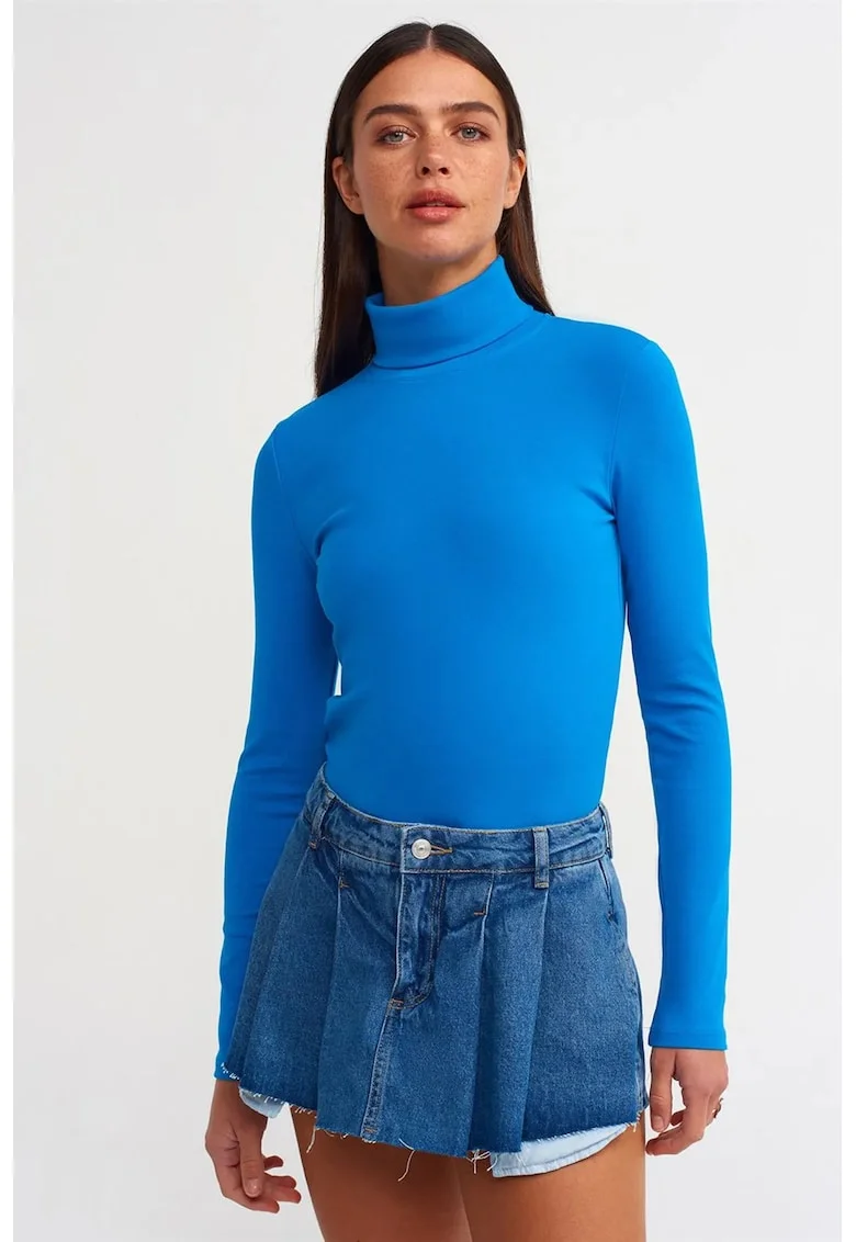 Bluze dama,  bluza tip maleta, slim fit, albastru cobalt, jerseu