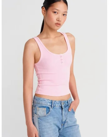 Bluza crop,  slim fit, roz pudrat, bumbac-elastan