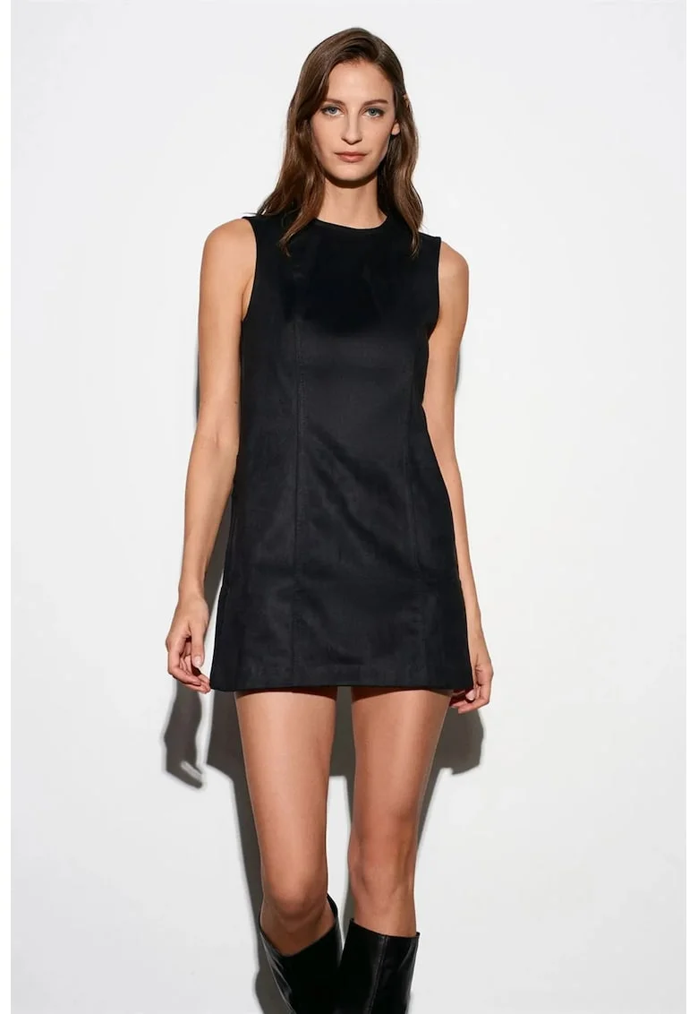 Rochie Mini,  Eleganta, Negru, Poliuretan