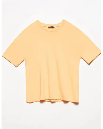 Tricou dama,  regular fit, bumbac, portocaliu pal