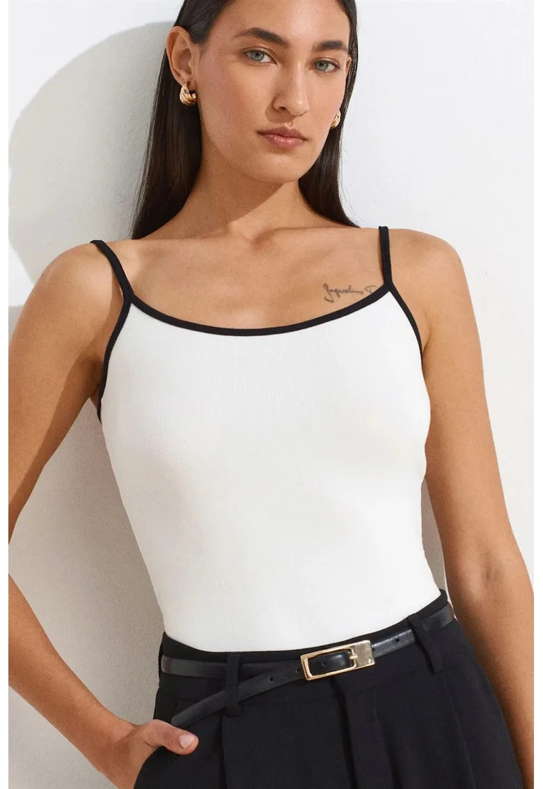 Bluza femei,  fara maneci, alb, material elastic