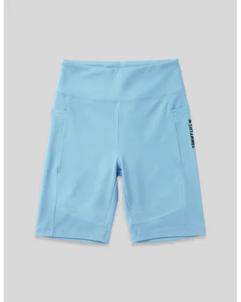 Colanti sport scurti,  talie inalta, buzunar, 90% poliamida/10% elastan, Baby Blue