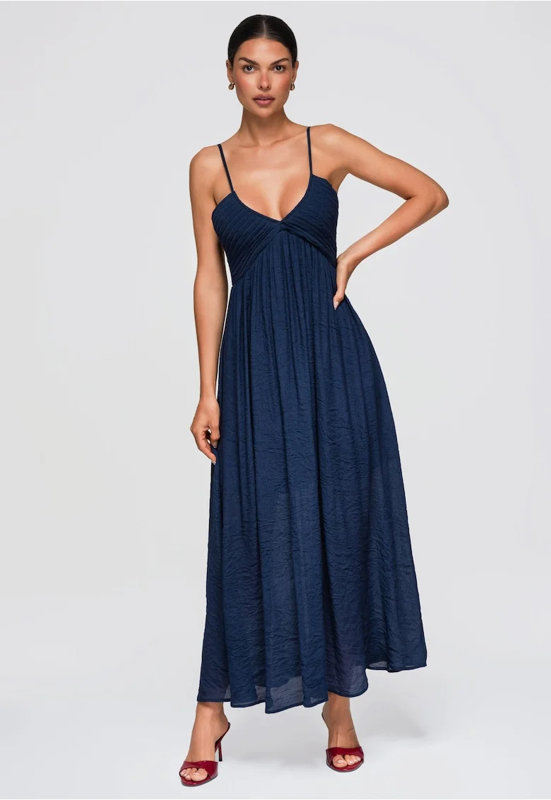 Rochie maxi eleganta cu decolteu V, Bleumarin