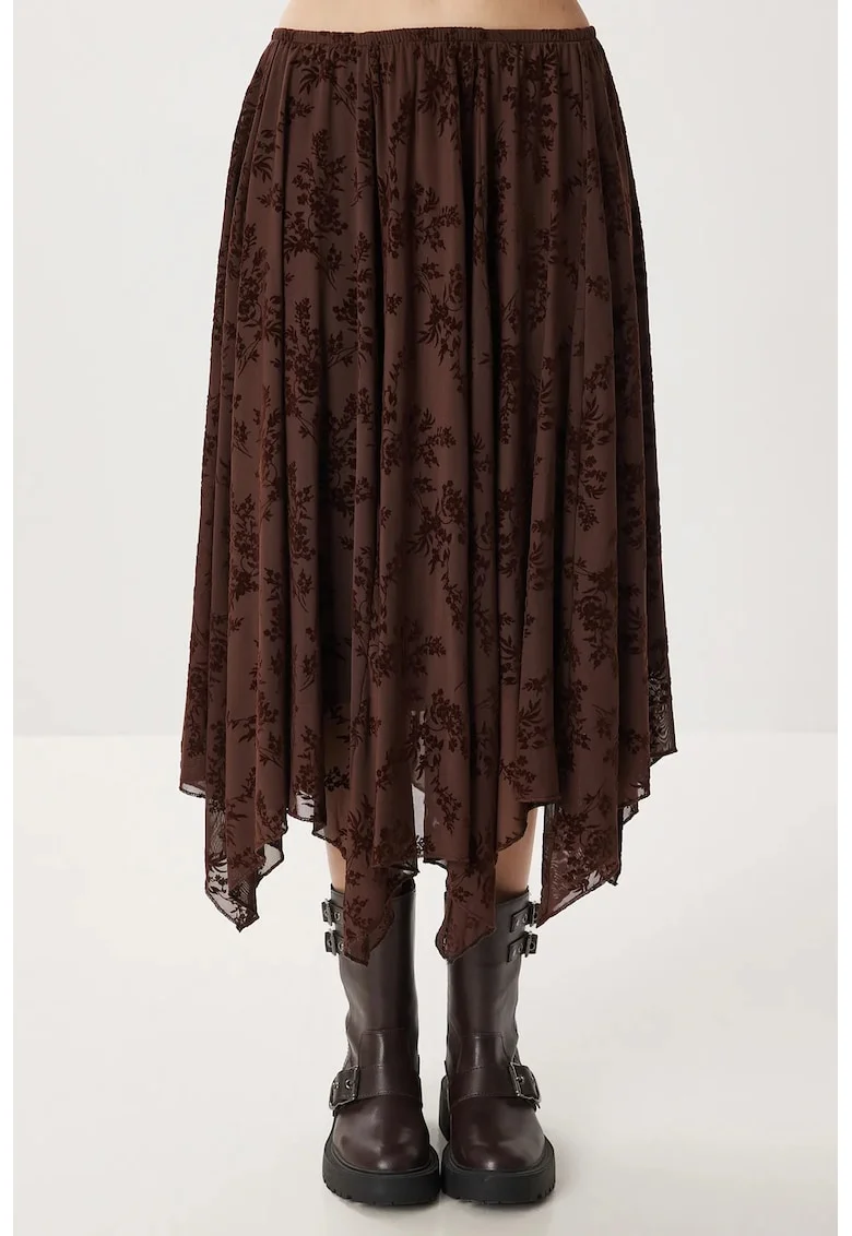 Fusta midi, Happiness Istanbul, imprimeu floral, tul, Maro