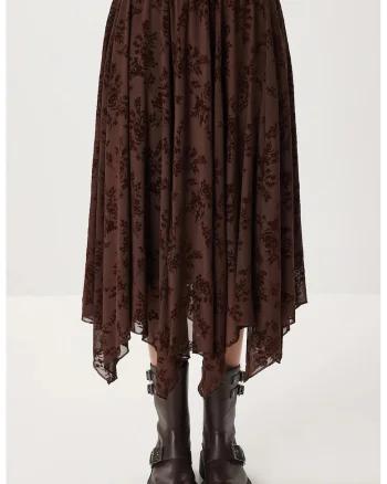 Fusta midi, Happiness Istanbul, imprimeu floral, tul, Maro