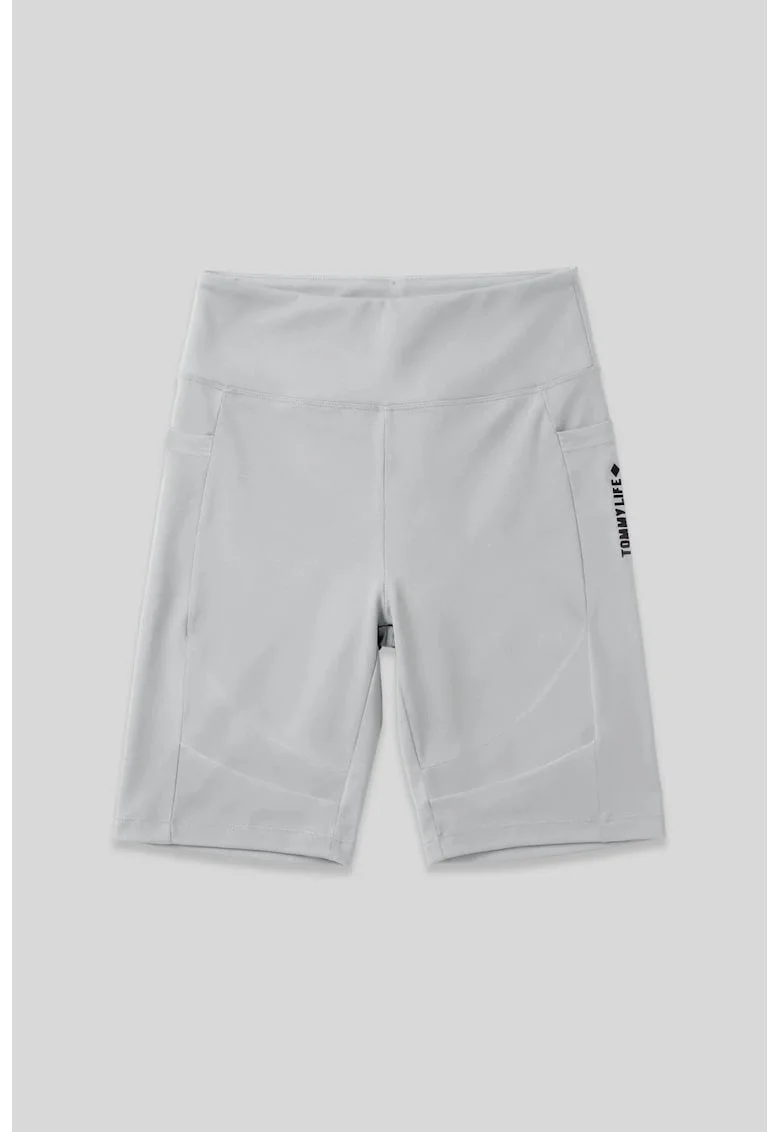Colanti sport scurti,  talie inalta, buzunar, 90% poliamida/10% elastan, Alb
