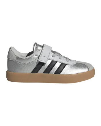 Pantofi sport VL Court 3.0 de piele intoarsa si piele, Negru/Gri/Argintiu