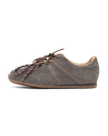 Pantofi sport low-cut din piele, Grej