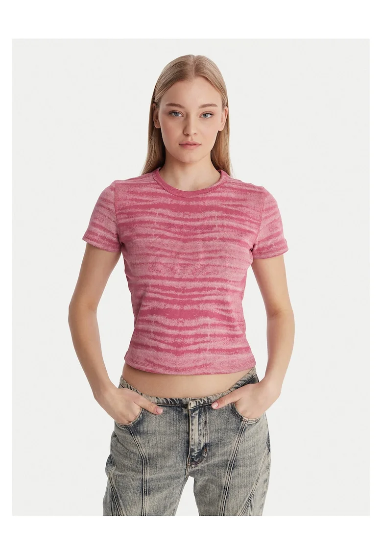 Tricou dama,  bumbac, roz, 93% bumbac, 7% elastan
