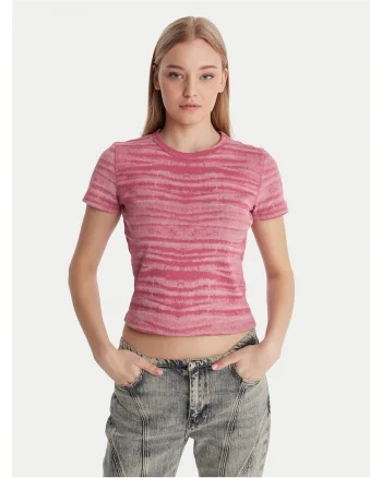 Tricou dama,  bumbac, roz, 93% bumbac, 7% elastan