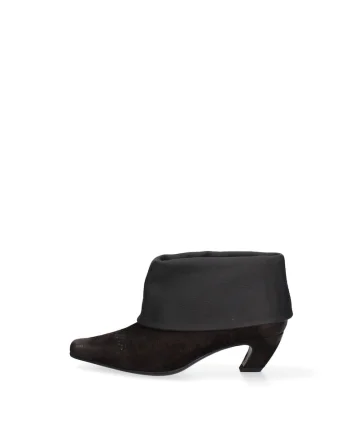 Botine de piele cu varf patrat Evanthe Ultra, Negru