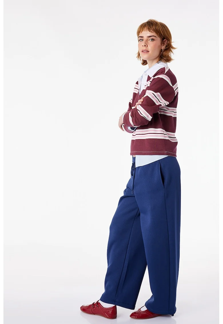 Pantaloni uni relaxed fit de trening, Bleumarin