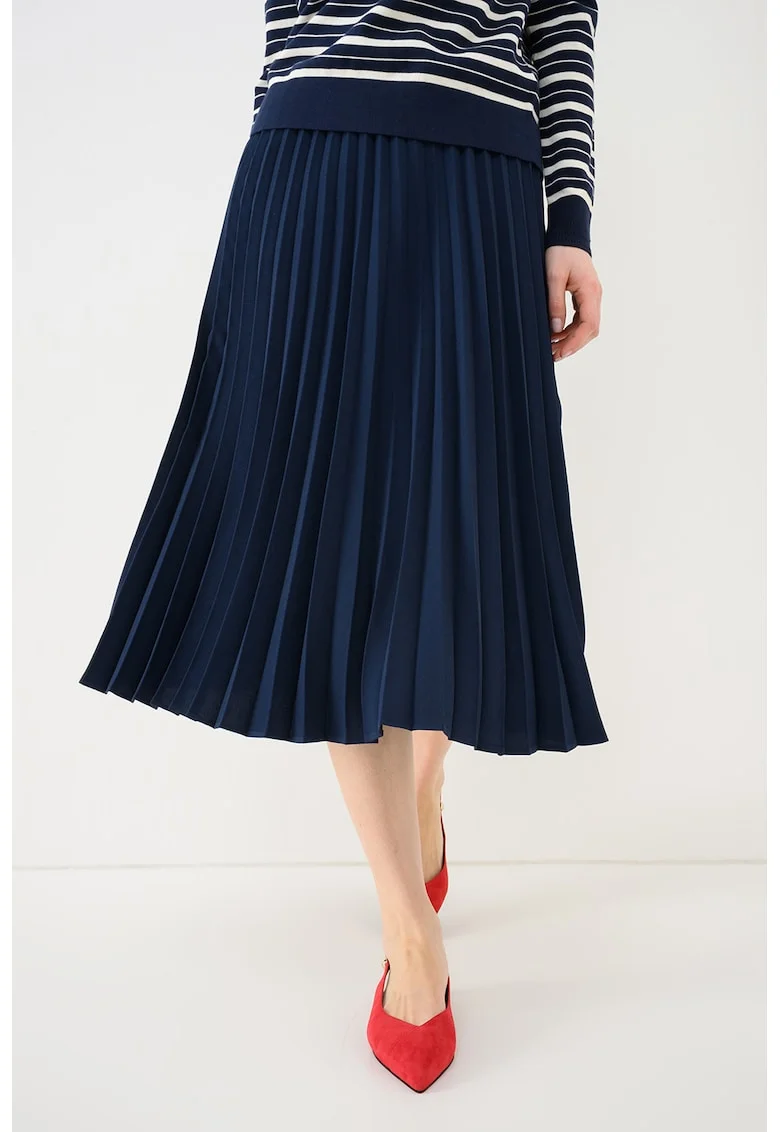 Fusta midi plisata, Bleumarin