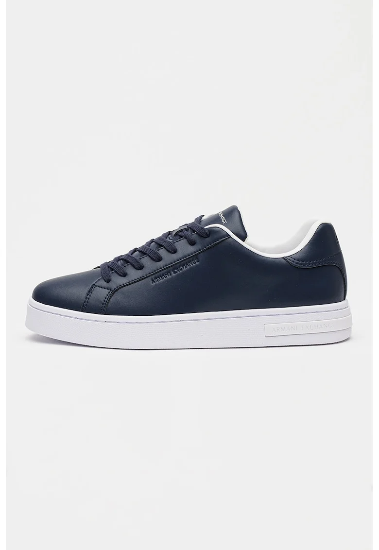 Pantofi sport din piele cu detaliu logo, Bleumarin