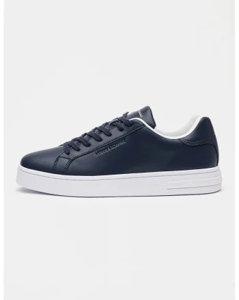 Pantofi sport din piele cu detaliu logo, Bleumarin