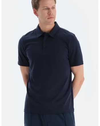 Tricou polo regular fit din bumbac, Bleumarin